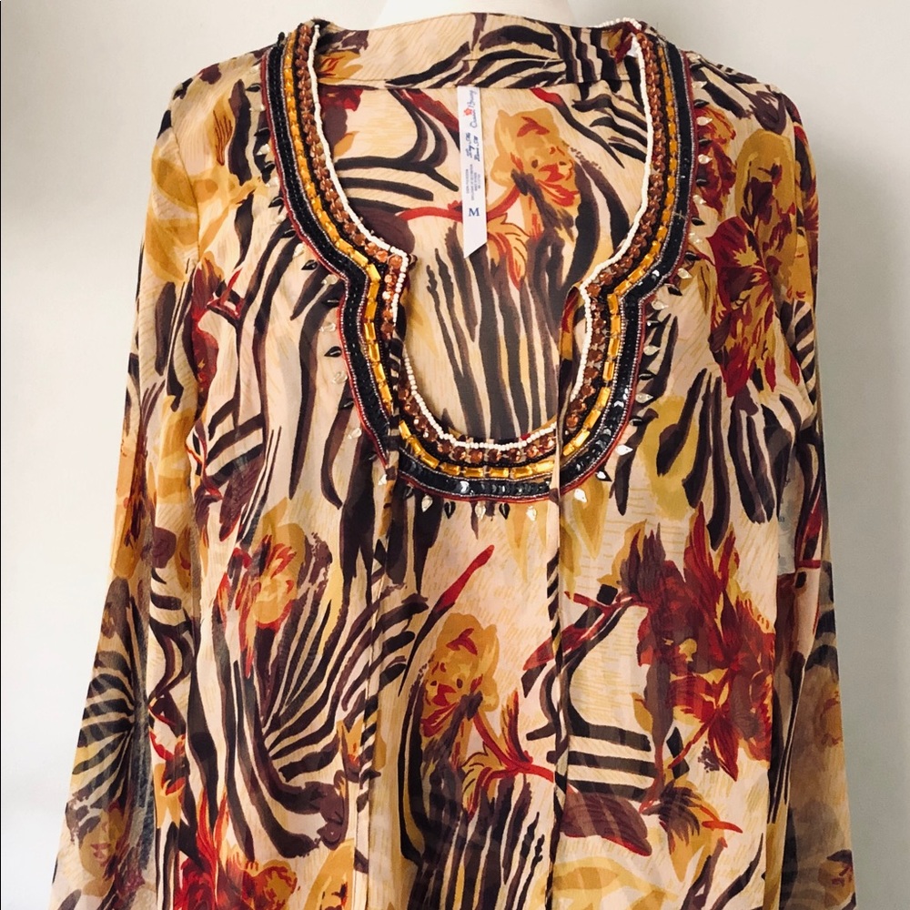 OCEAN BREEZE Jeweled Swimsuit Bathing Suit Coverup Tunic Dress